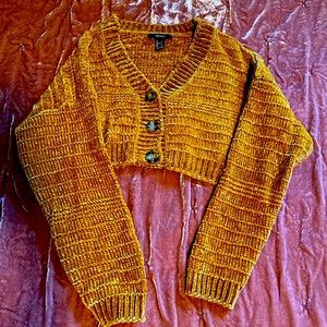 Crop top button down soft sweater